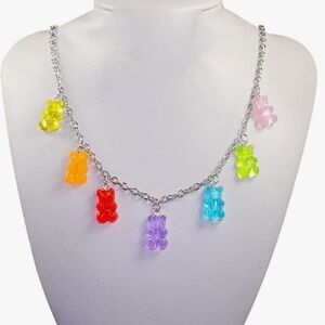 New Rainbow Gummy Bear Necklace Silver – Y2K Kawaii Festival Jewelry